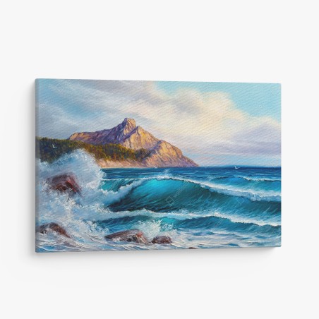 Canvas print turquoise ocean wave seascape • Wallissimo®