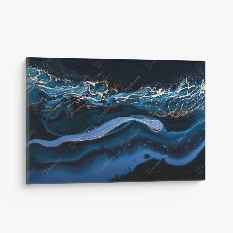 Canvas print navy and gold abstract flow