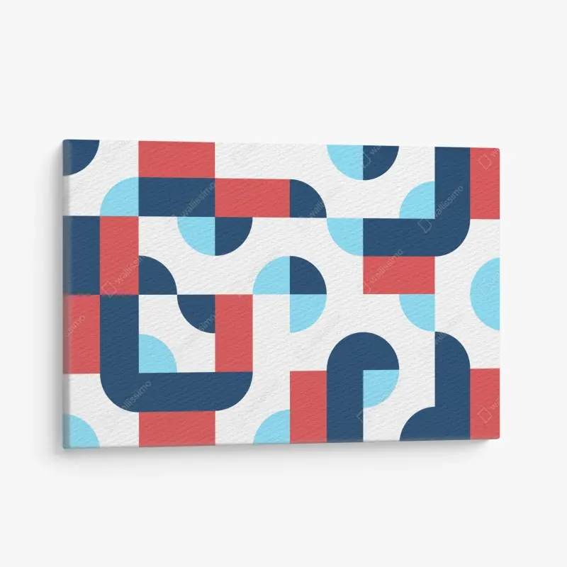 Canvas print bold geometric pattern in navy and coral