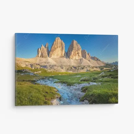 Canvas print Tre Cime di Lavaredo over alpine meadow • Wallissimo®