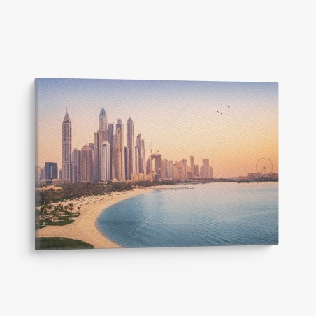 Canvas print Dubai skyline at sunset • Wallissimo®
