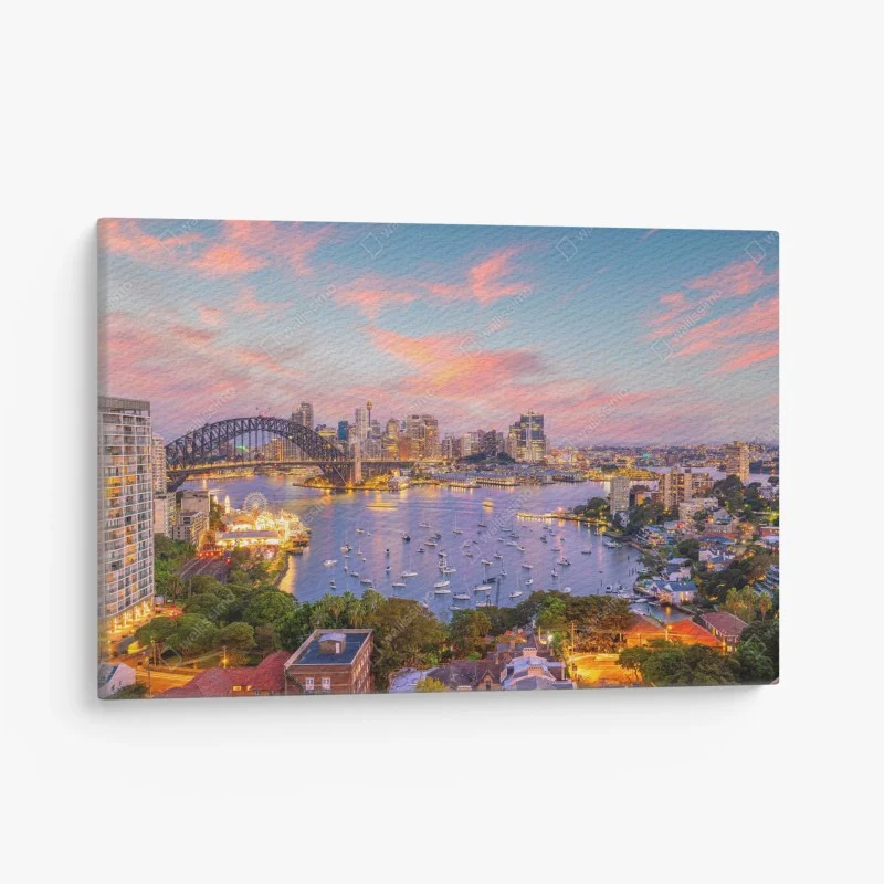 Canvas print sunset over Sydney skyline