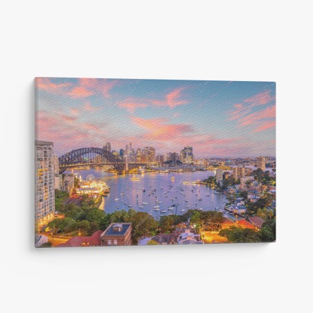 Canvas print sunset over Sydney skyline • Wallissimo®