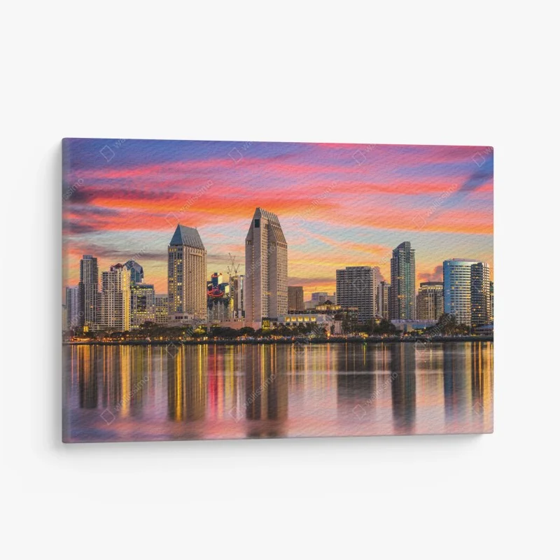 Canvas print serene green meadow under a blue sky • Wallissimo®