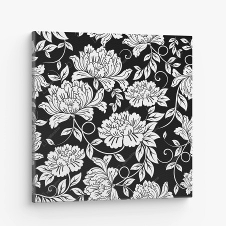 Canvas print monochrome floral pattern print • Wallissimo®