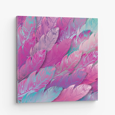 Canvas print iridescent pink feather pattern • Wallissimo®