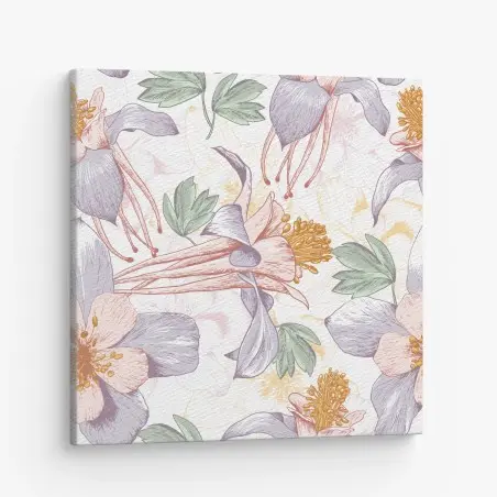 Canvas print soft pastel botanical blooms • Wallissimo®