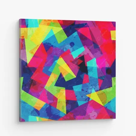 Canvas print vibrant geometric watercolor collage • Wallissimo®