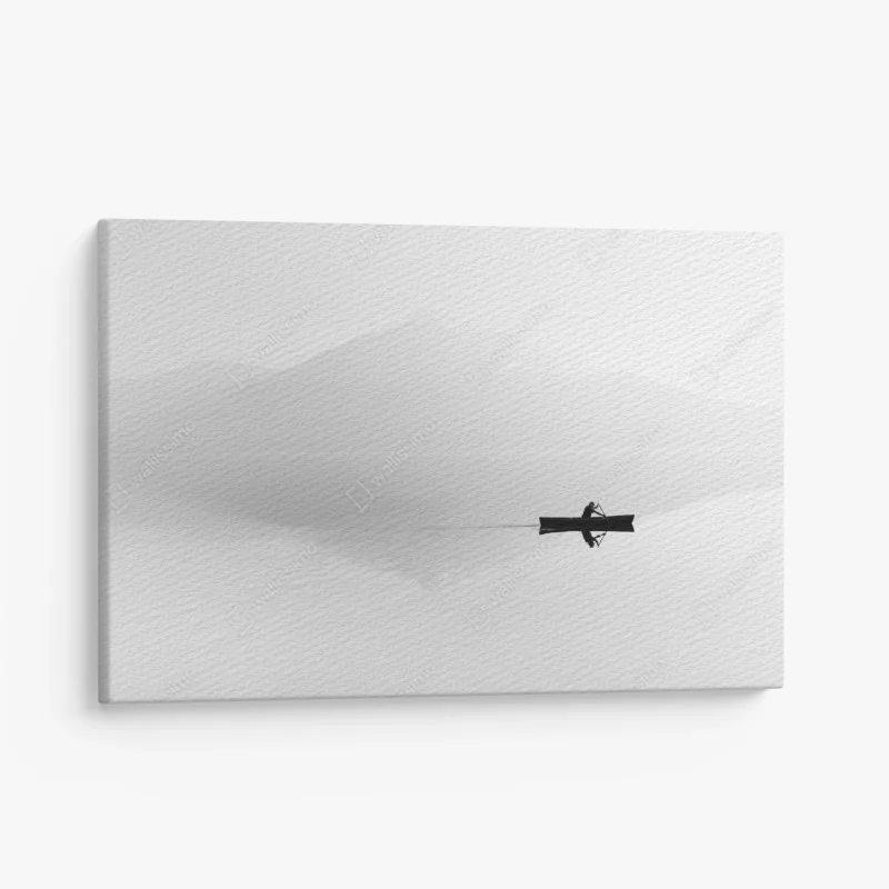 Canvas print solitary rower on misty lake