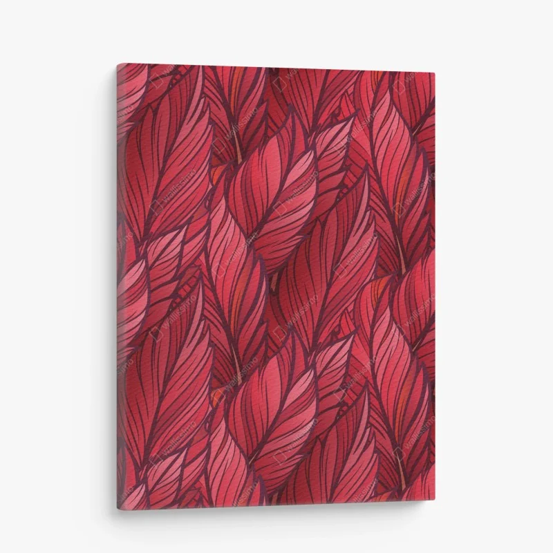 Canvas print red botanical leaf pattern