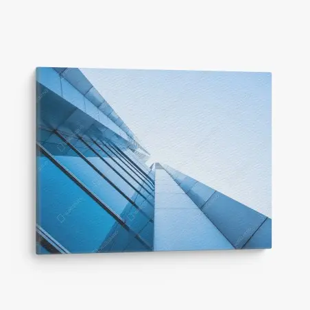 Canvas print modern blue glass facade • Wallissimo®