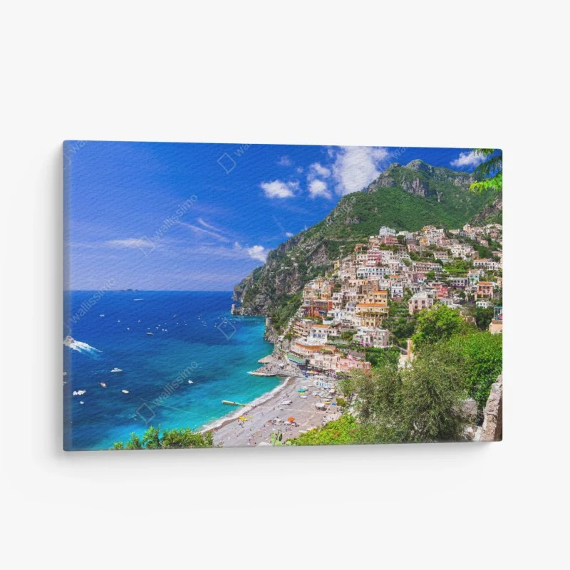 Canvas print sunny panorama of Positano on the Amalfi Coast