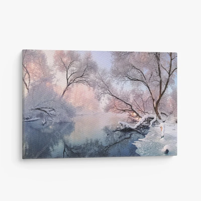 Canvas print serene winter river landscape