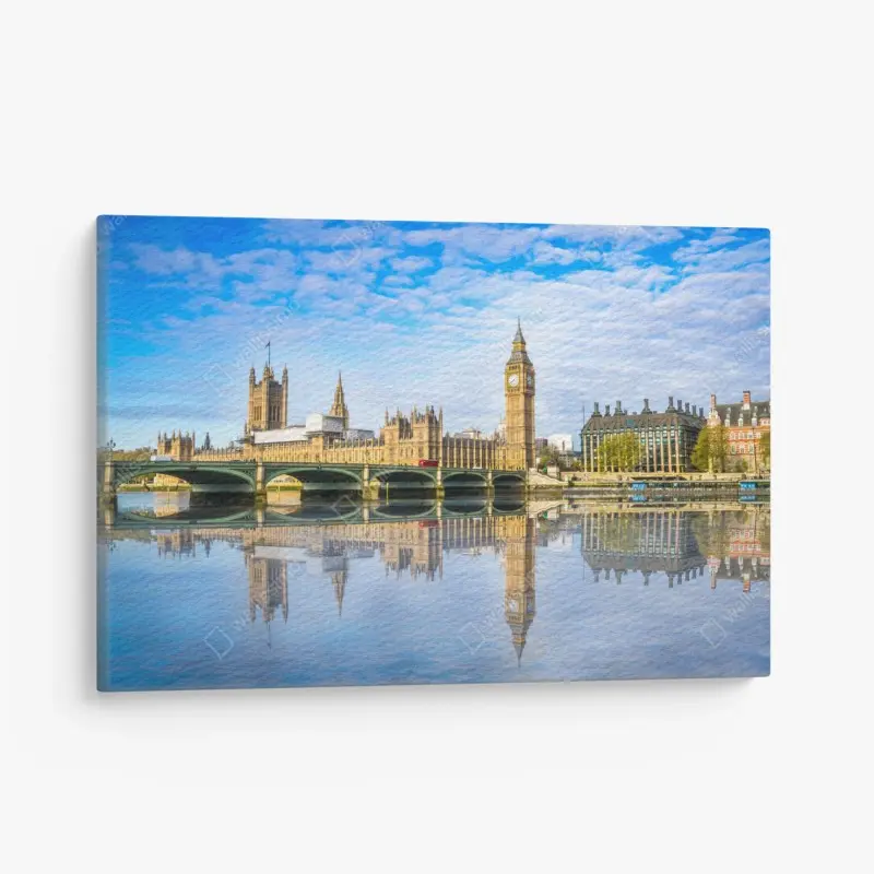 Canvas print London skyline with river reflection