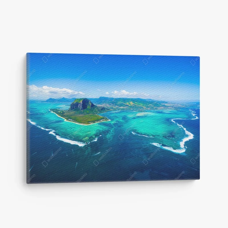 Canvas print Le Morne panorama over Mauritius lagoon