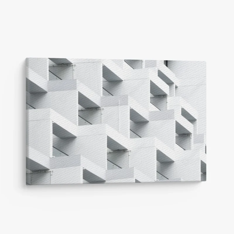 Canvas print white concrete geometric facade