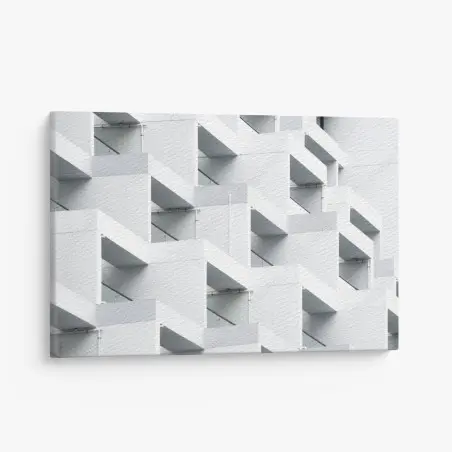 Canvas print white concrete geometric facade • Wallissimo®