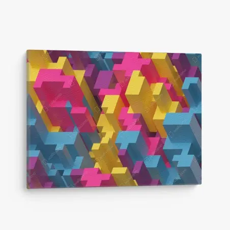 Canvas print vibrant 3d voxel pattern • Wallissimo®
