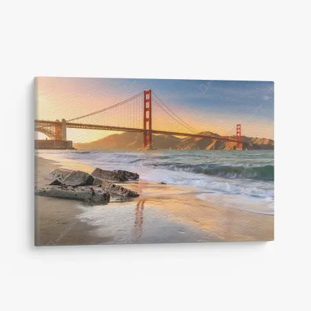 Canvas print sunset at the Golden Gate Bridge • Wallissimo®