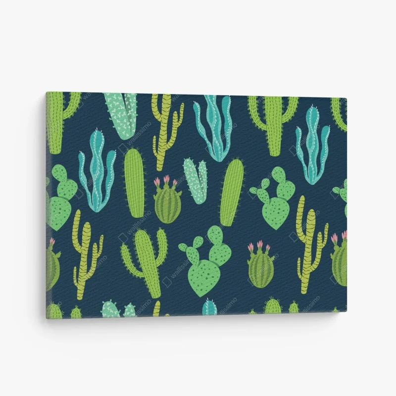 Canvas print green cactus and succulent pattern