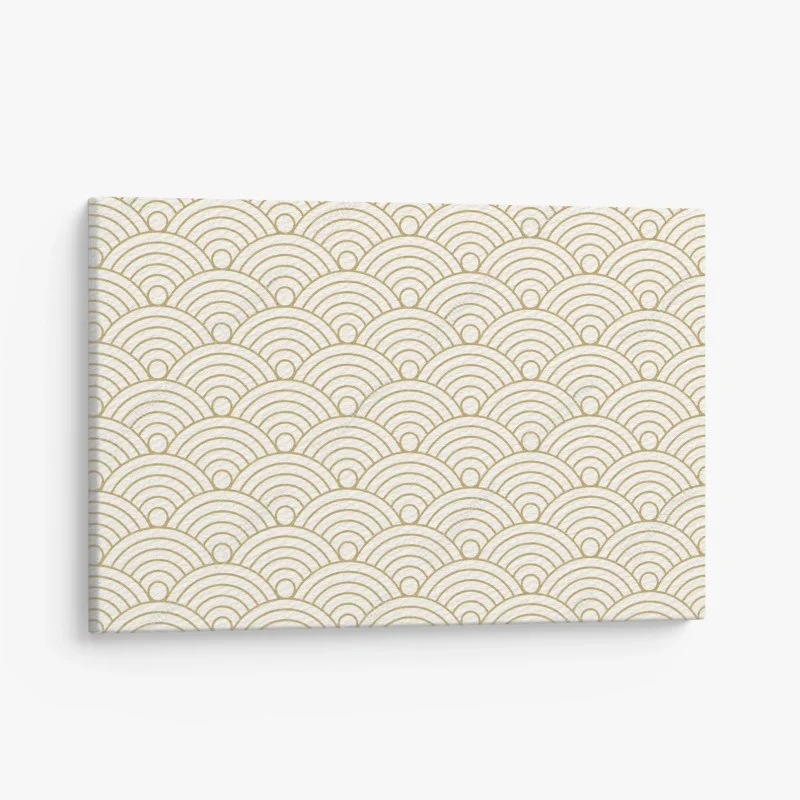 Canvas print gold seigaiha wave pattern