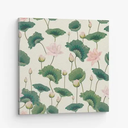 Canvas print serene lotus botanical pattern • Wallissimo®