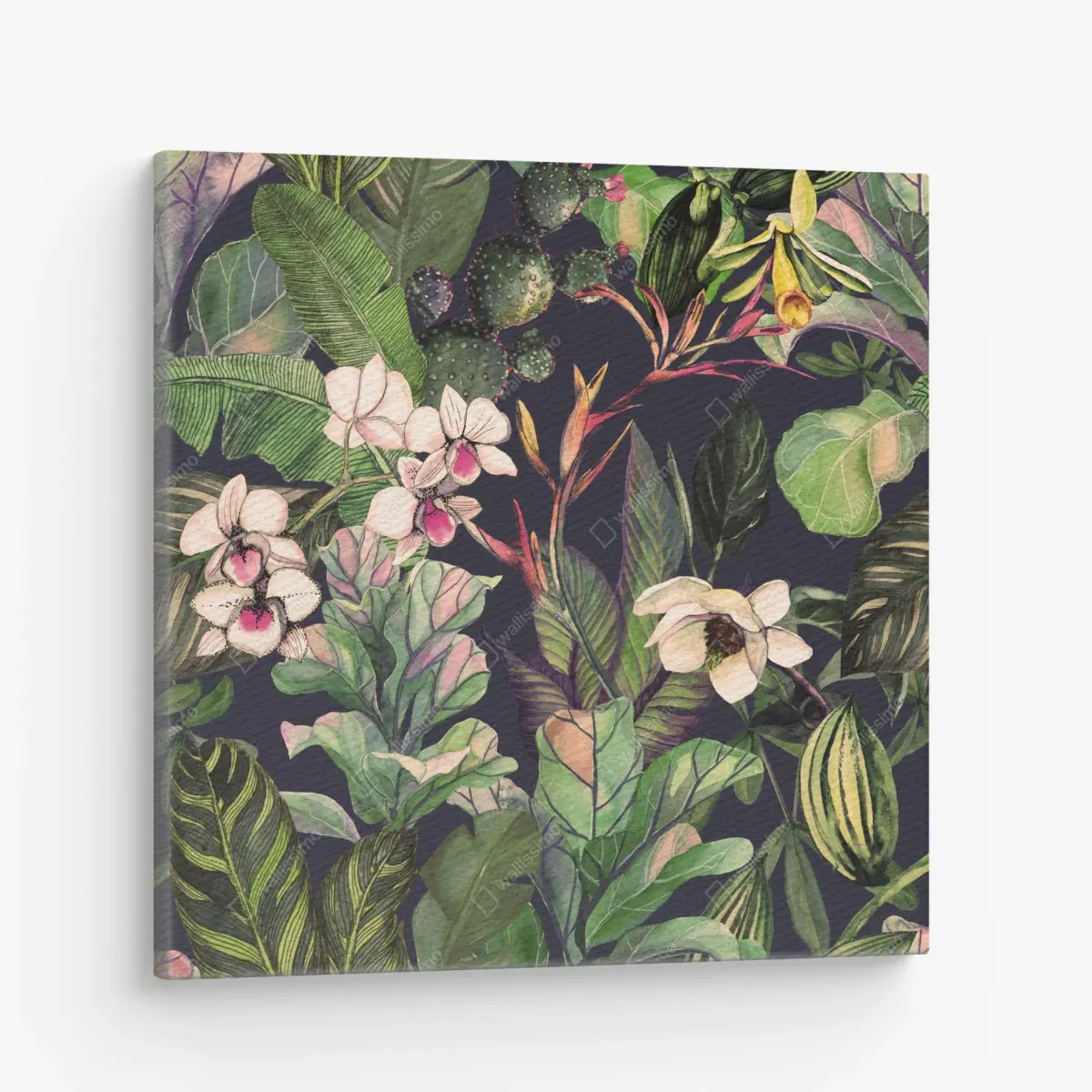 Canvas print tropical watercolor botanical pattern • Wallissimo®