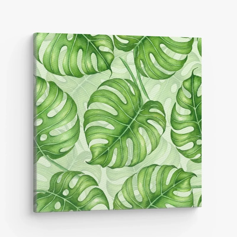 Canvas print watercolor monstera leaf pattern