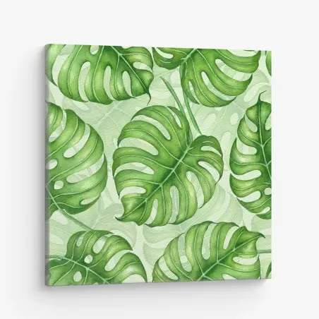 Canvas print watercolor monstera leaf pattern • Wallissimo®