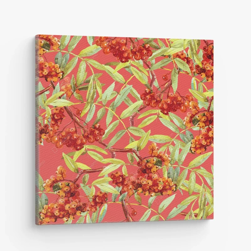 Canvas print watercolor rowan berries pattern