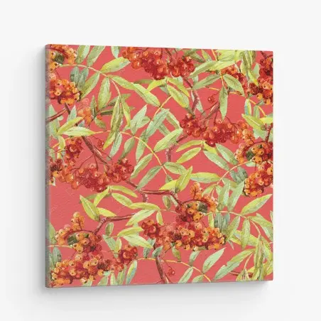 Canvas print watercolor rowan berries pattern • Wallissimo®