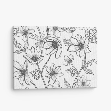 Canvas print botanical line art floral pattern • Wallissimo®