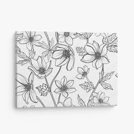 Canvas print botanical line art floral pattern • Wallissimo®