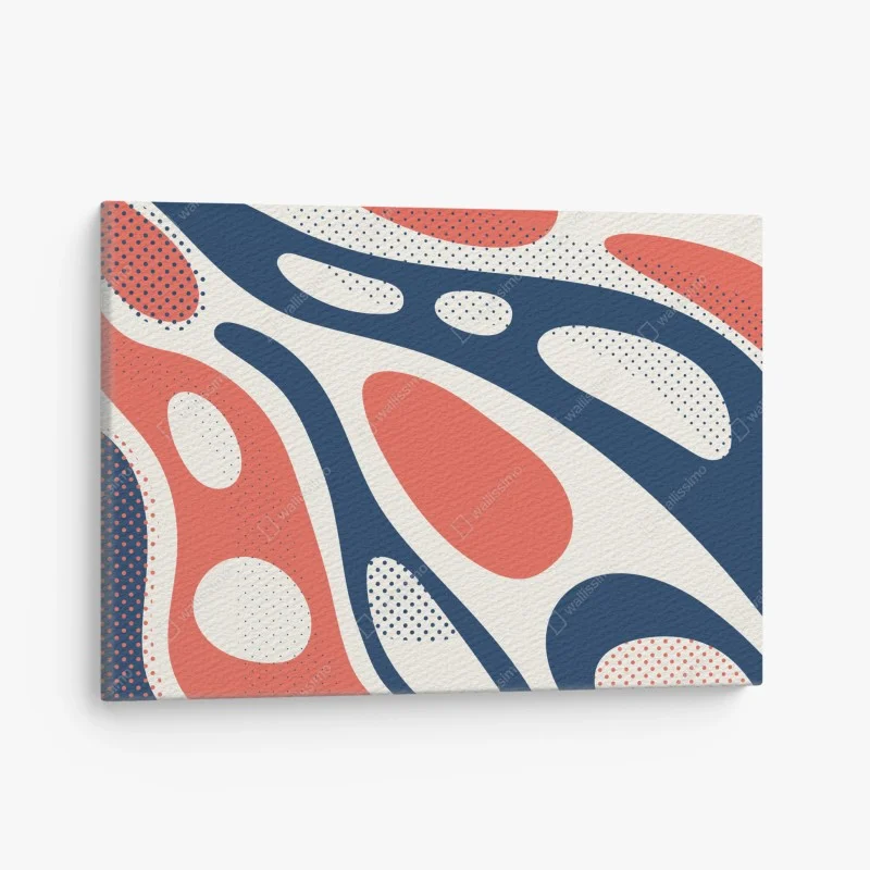 Canvas print retro coral and navy abstract pattern