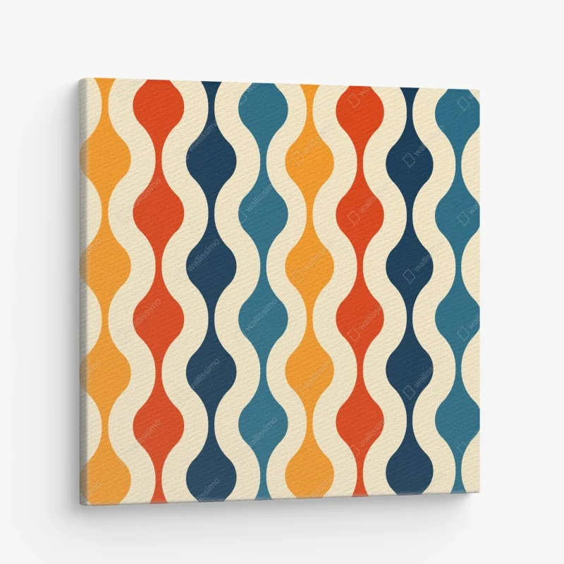 Canvas print retro wavy mid-century pattern