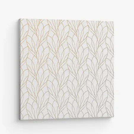 Canvas print golden leaf pattern on white background • Wallissimo®