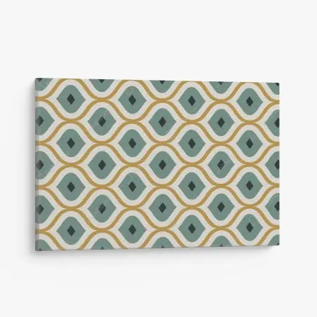 Canvas print teal and gold geometric ornament pattern • Wallissimo®