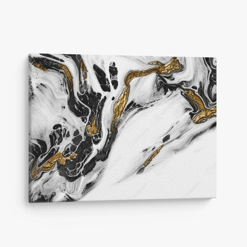 Canvas print black and white marble with gold veins