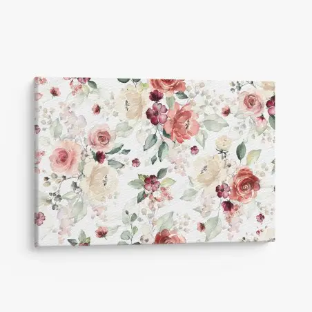 Canvas print delicate watercolor rose floral pattern • Wallissimo®