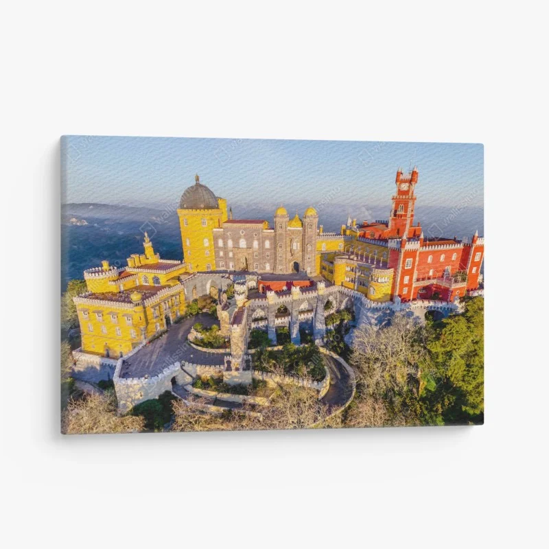 Canvas print colorful Pena Palace aerial view, Sintra