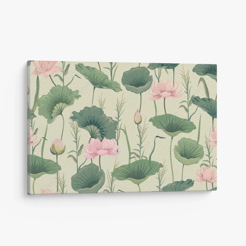 Canvas print soft lotus garden botanical print