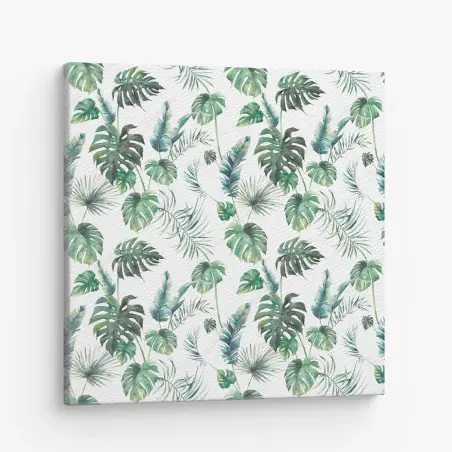 Canvas print watercolor tropical leaves pattern • Wallissimo®