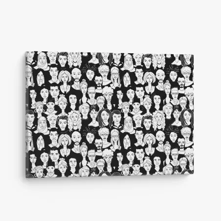 Canvas print diverse faces pattern • Wallissimo®