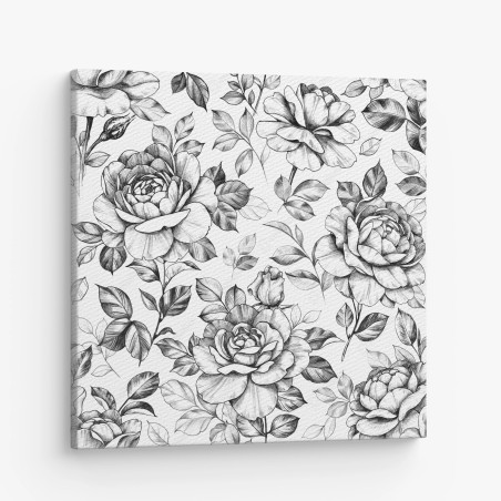 Canvas print hand-drawn rose floral pattern • Wallissimo®