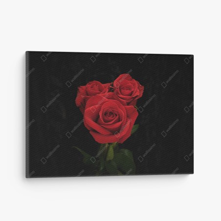 Canvas print red roses on black background • Wallissimo®
