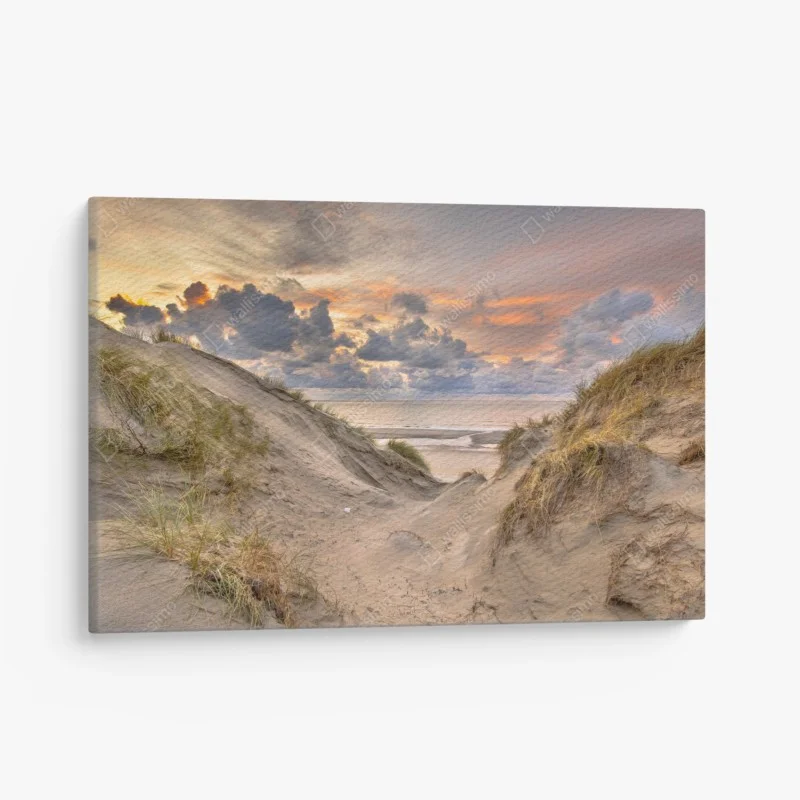 Canvas print sunset over Zeeland dunes