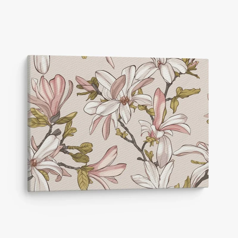 Canvas print blush magnolia botanical pattern
