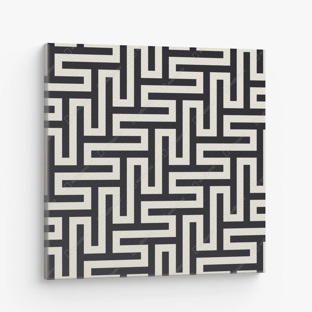 Canvas print geometric maze pattern in beige and black • Wallissimo®