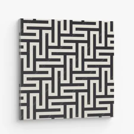 Canvas print geometric maze pattern in beige and black • Wallissimo®