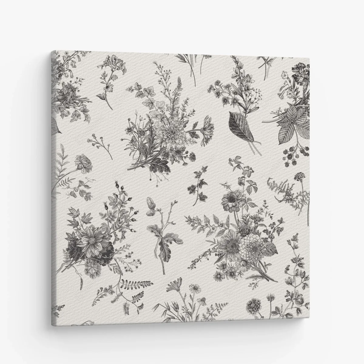 Canvas print classic black and white floral pattern ⁕ Wallissimo® Canvas print classic black and white floral pattern ⁕ Wallissimo®